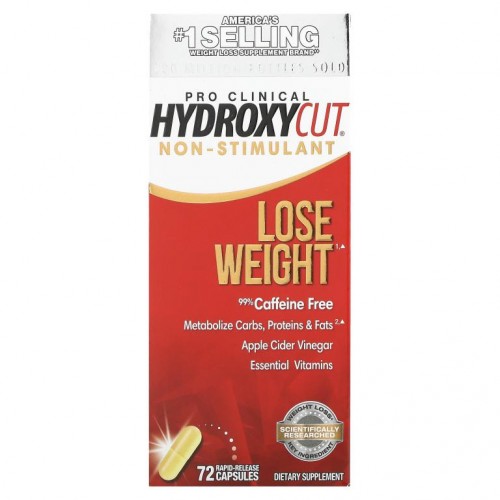 Hydroxycut, Pro Clinical Hydroxycut, 각성제 무함유, 신속 방출 캡슐 72정