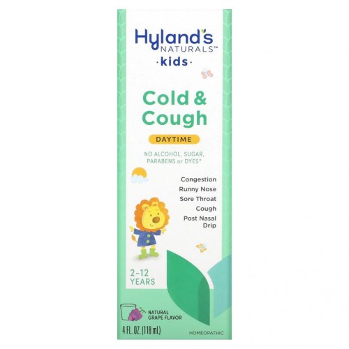 Hyland's, 4 Kids, 콜드앤코프, 데이타임, 만 2~12세, 천연포도맛, 118ml(4fl oz)