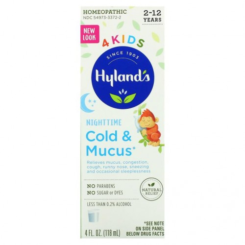 Hyland's, 4 Kids, 콜드앤뮤커스, 나이트타임, 만 2세~12세, 118ml(4fl oz)