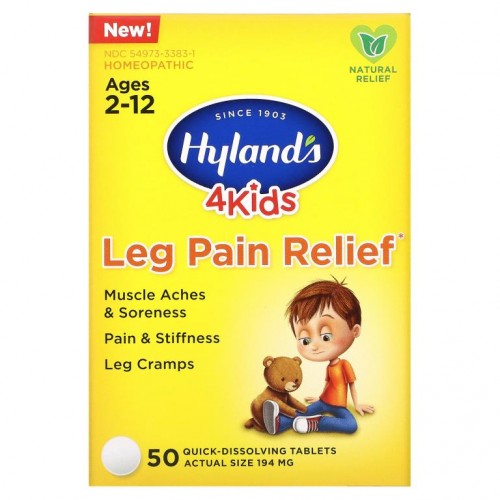 Hyland's, 4 Kids, Leg Pain Relief, Ages 2-12, 50 Quick-Dissolving Tablets