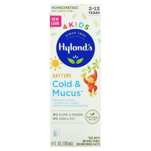 Hyland's, 4 Kids 감기 & 점액, 주간용, 만 2~12세, 118ml(4fl oz)