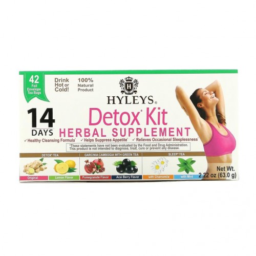 Hyleys Tea, 디톡스 키트, 14일 클렌즈, 다양한 맛, 포일 개별포장 티백 42개입, 63.0g(2.22oz)