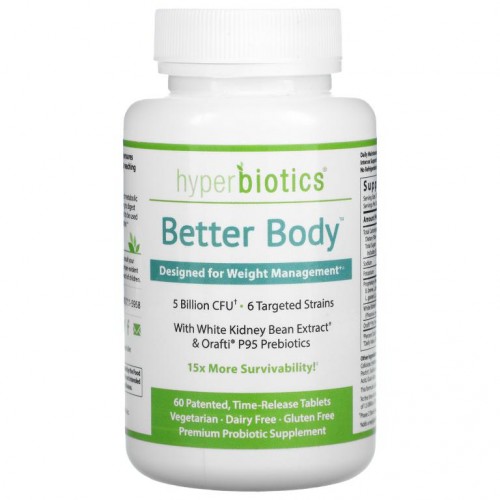 Hyperbiotics, Better Body, 체중 관리용, 50억 CFU, 지효성 정제 60정