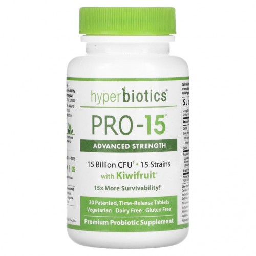 Hyperbiotics, PRO-15, 고급 용량, 150억 CFU, 지효성 30 정