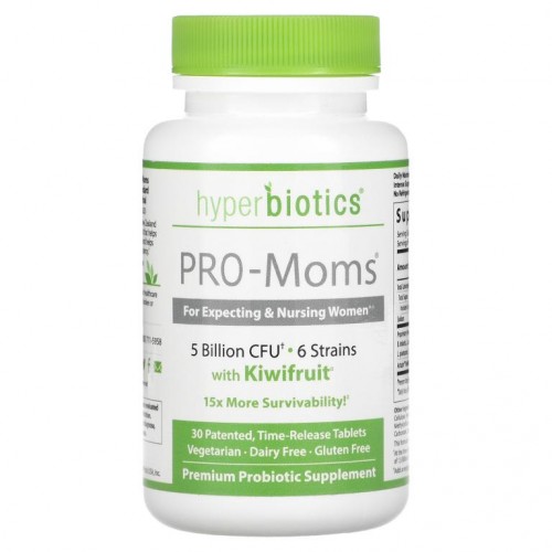 Hyperbiotics, PRO-Moms, 키위 함유, 50억 CFU, 타임릴리즈 태블릿 30정