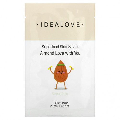 Idealove, 슈퍼 푸드 스킨 세이비어, 아몬드 러브 위드 유, 뷰티 시트 마스크 1개입, 20ml(0.68fl oz)