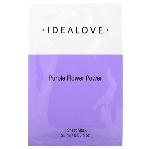 Idealove, 퍼플 플라워 파워, 뷰티 시트 마스크 1매, 25ml(0.85fl oz)
