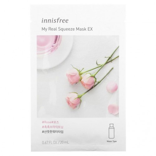 Innisfree, 마이 리얼 스퀴즈 뷰티 마스크 EX, 장미, 1매, 20ml(0.67fl oz)