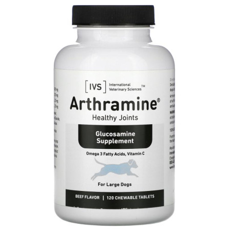 International Veterinary Sciences, Arthramine, Glucosamine Supplement, For Large Dogs, Beef, 120 Chewable Tablets
