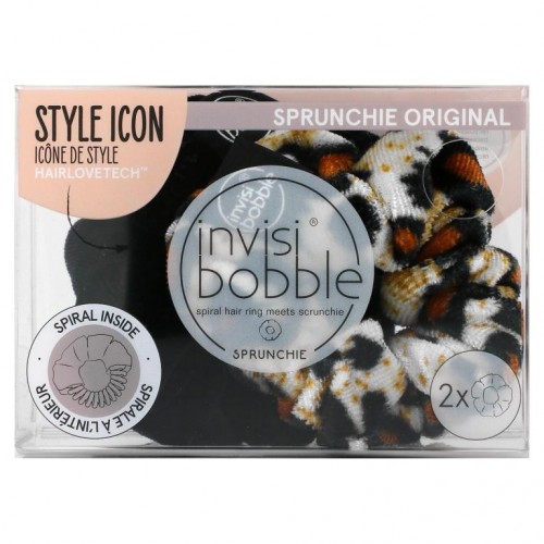 Invisibobble, Sprunchie Original Hair Scrunchie, True Black/Purrfection, 2 Pack
