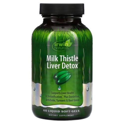 Irwin Naturals, 밀크 시슬 간 해독, 60 액체 소프트 겔