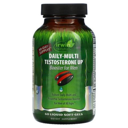 Irwin Naturals, Daily-Multi Testosterone Up Booster For Men, 액상 소프트젤 60정
