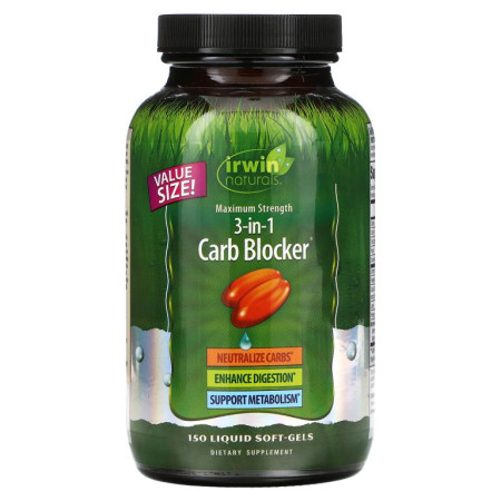 Irwin Naturals, Maximum Strength 3-in-1 Carb Blocker, 액상 소프트젤 150정