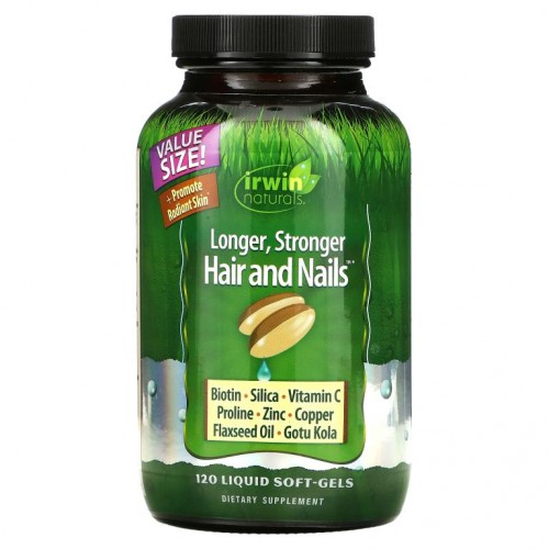 Irwin Naturals, 건강한 피부 & 모발 플러스 손톱, 액상 소프트젤 120정