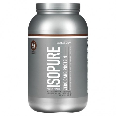 Isopure, 제로 카브, 단백질 분말, 쿠키 & 크림, 1.36 kg(3 lbs)