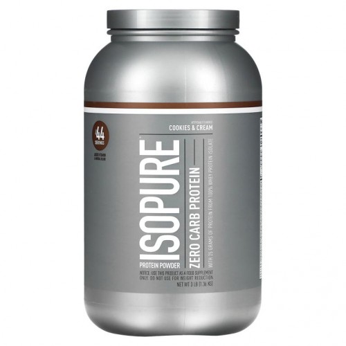 Isopure, 제로 카브, 단백질 분말, 쿠키 & 크림, 1.36 kg(3 lbs)