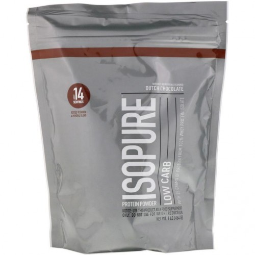 Isopure, 저탄수화물 단백질 파우더, 더치 초콜릿, 454g(1lb)
