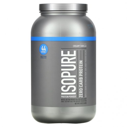 Isopure, Zero Carb, 단백질 분말, 크리미 바닐라, 1.36kg(3lbs)