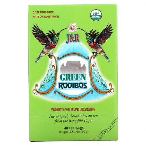 J&R Port Trading Co., 유기농, 그린 루이보스, 무카페인, 40 티백, 3.53 온스 (100 g)