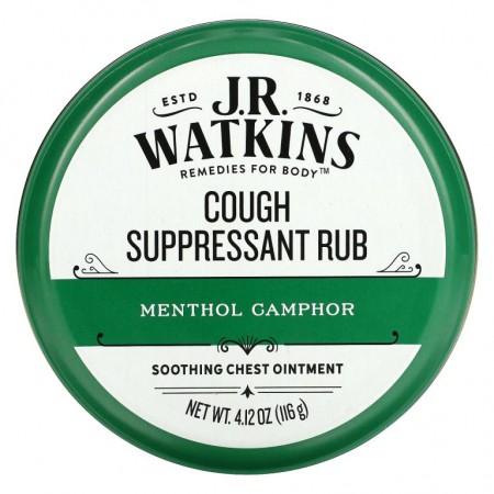J R Watkins, Cough Suppressant Rub, Menthol Camphor, 4.12 oz (116 g)