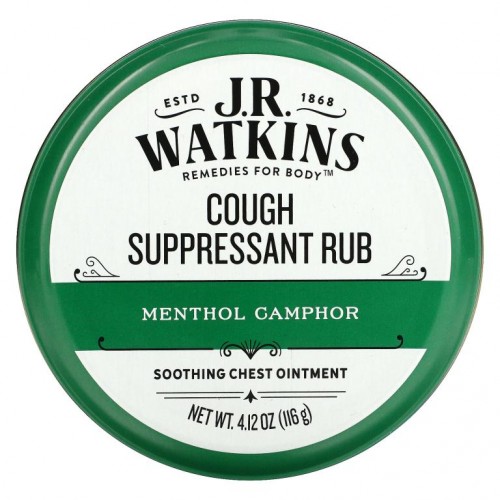 J R Watkins, Cough Suppressant Rub, Menthol Camphor, 4.12 oz (116 g)
