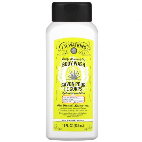 J R Watkins, Daily Moisturizing Body Wash, Aloe & Green Tea, 18 fl oz (532 ml)