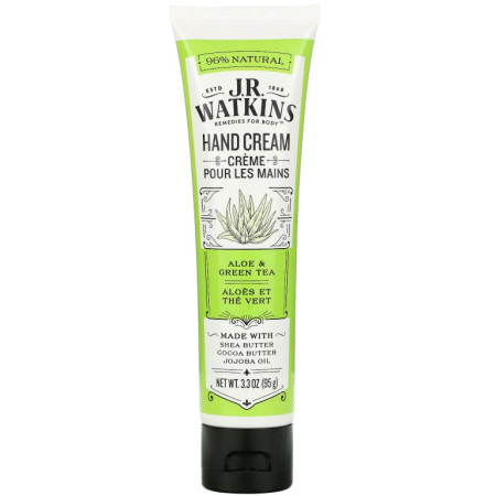 J R Watkins, Hand Cream, Aloe & Green Tea, 3.3 oz (95 g)