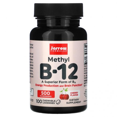 Jarrow Formulas, 메틸 B12, 체리 맛, 500mcg, 츄어블 사탕 정제 100정
