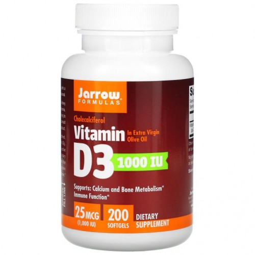 Jarrow Formulas, 비타민D3(콜레칼시페롤), 25mcg(1,000IU), 소프트젤 200정