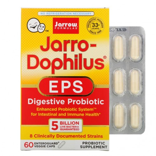 Jarrow Formulas, Jarro-Dophilus EPS, 소화촉진 프로바이오틱, 50억, Enteroguard 베지 캡슐 60정