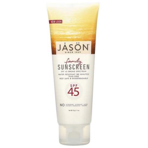 Jason Natural, 패밀리, 천연 선크림, SPF 45, 113 g(4 oz)