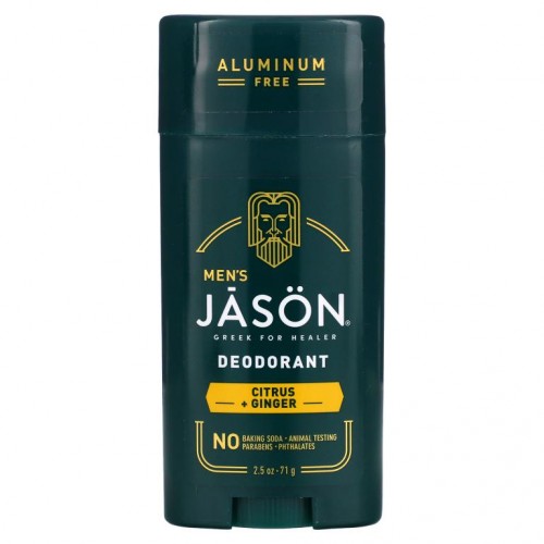 Jason Natural, Men's, Deodorant, Citrus + Ginger, Aluminum Free, 2.5 oz (71 g)