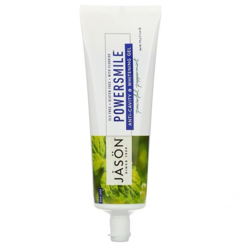 Jason Natural, PowerSmile, 충치 예방 & 화이트닝 젤, 파워 페퍼민트, 170g(6oz)