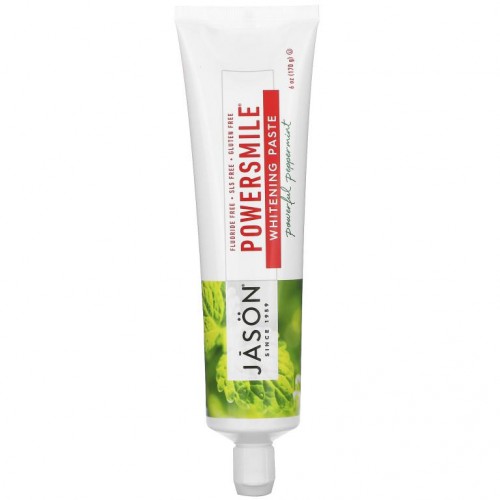 Jason Natural, PowerSmile 화이트닝 치약, 강력한 페퍼민트, 170g(6oz)