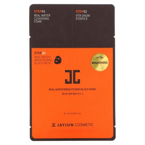 Jayjun Cosmetic, 리얼 워터 브라이트닝 블랙 뷰티 마스크, 3단계 브라이트닝, 1세트