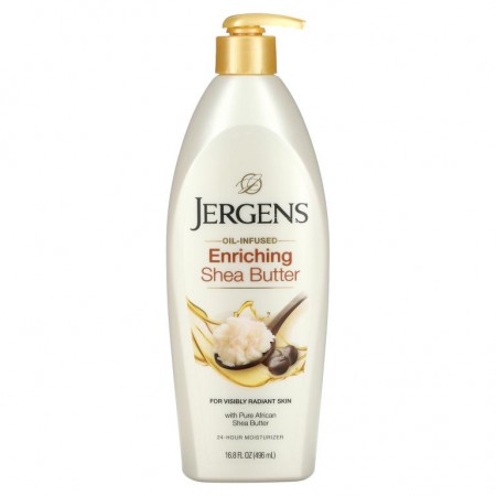 Jergens, 인리칭 시어 버터 모이스처라이저, 오일 함유, 16.8fl oz(496ml)