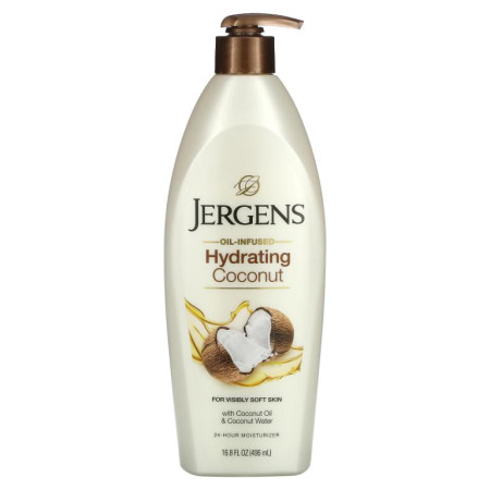 Jergens, 하이드레이팅 코코넛 모이스처라이저, 오일 함유, 16.8fl oz(496ml)