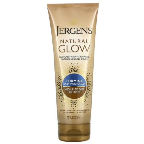 Jergens, 내추럴 글로우, 퍼밍 데일리 모이스처라이저, 중간 피부 톤부터 탠 스킨 톤, 7.5fl oz(221ml)
