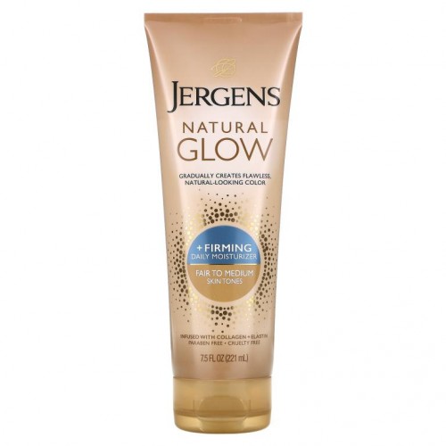 Jergens, Natural Glow, 퍼밍 데일리 모이스처라이저, 밝은 피부용, 221ml(7.5fl oz)