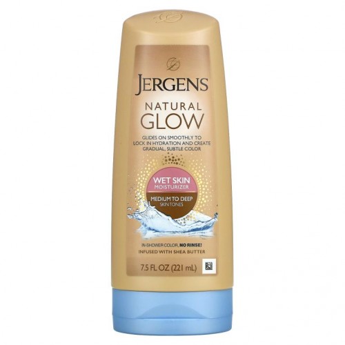 Jergens, Natural Glow, 웻 스킨 모이스처라이저, 중간 피부 톤부터 어두운 피부 톤까지, 7.5fl oz(221ml)