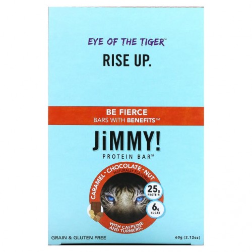 JiMMY!, Be Fierce Bars With Benefits, 캐러멜 초콜릿 견과, 프로틴바 12개, 각 60g(2.12oz)