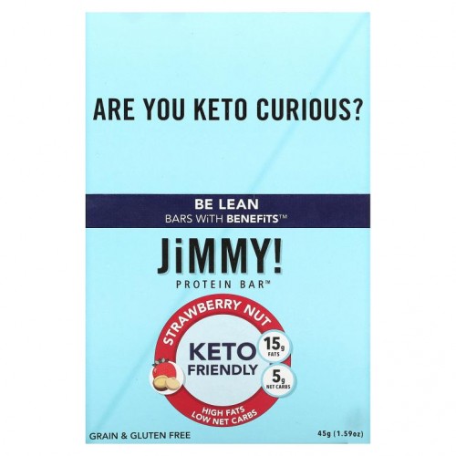JiMMY!, Be Lean Bars With Benefits, 딸기 견과류, 프로틴바 12개, 각 45g(1.59oz)