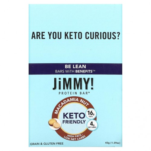 JiMMY!, Be Lean Bars With Benefits, Macadamia Nut, 12 Protein Bars, 1.59 oz (45 g ) Each