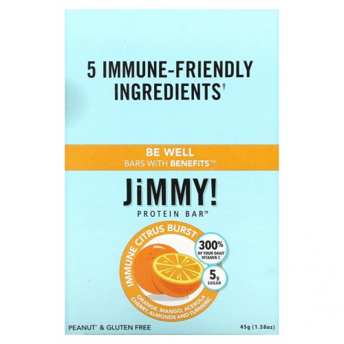 JiMMY!, Be Well Bars With Benefits, 면역 증진 시트러스 버스트, 프로틴바 12개, 각 45g(1.58oz)