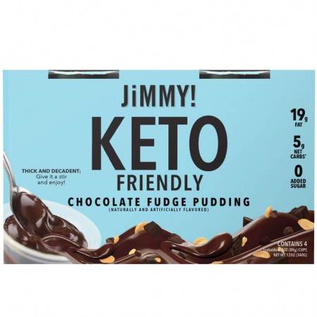 JiMMY!, 케토 프렌들리 초콜릿 퍼지 푸딩, 4컵, 각 85g(3oz)