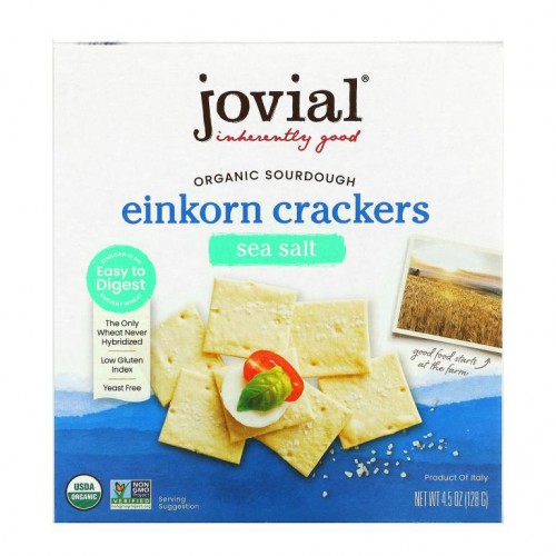 Jovial, 유기농 사워도우 외알밀 크래커, 천일염, 128g(4.5oz)