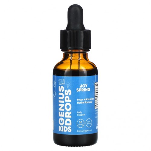 JoySpring, Genius Drops For Kids, Focus & Attention, 2 Years +, 1 fl oz (30 ml)
