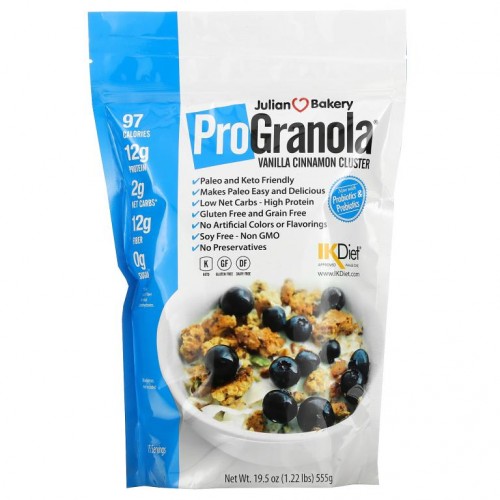 Julian Bakery, Pro Granola, 바닐라 시나몬 클러스터, 555g(1.22lbs)
