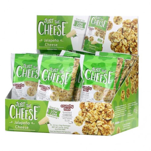 Just The Cheese, Crunchy Mini Toasted Cheese, Jalapeno Cheese, 16 Packages, 0.5 oz (14 g) Each