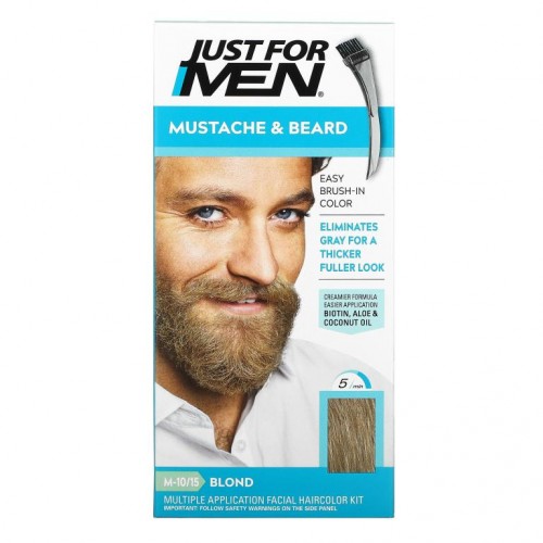Just for Men, 콧수염 및 수염, 브러시 인 컬러 젤, 블론드 M-10/15, 2 x 0.5oz(14g)